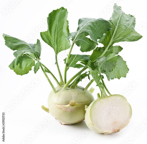 Cabbage kohlrabi on a white background