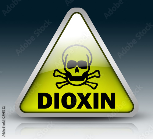 Glossy 3D Style Sign "Warning - Dioxin"