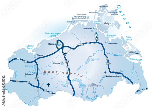 Mecklenburg-Vorpommern mit Autobahnen