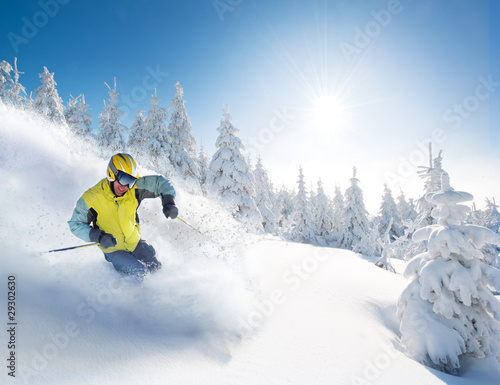 skier in mountains