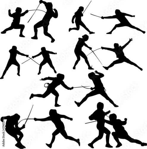 fencing sport - vector - silhouet