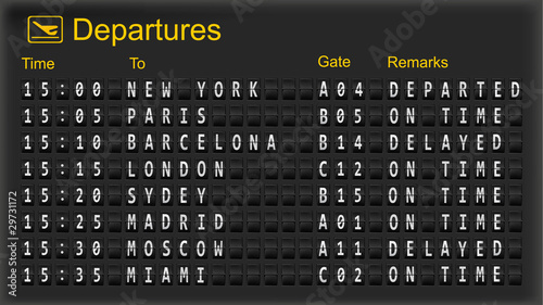 Departure mechanical board. Vector.