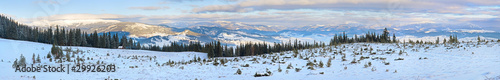winter sunrise mountain panorama landscape