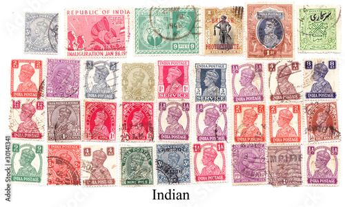 Indian various vintage collection of postage stamps.
