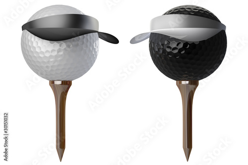 3d golf balls wearing caps