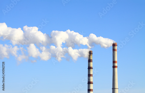 Smoking power station chimneys