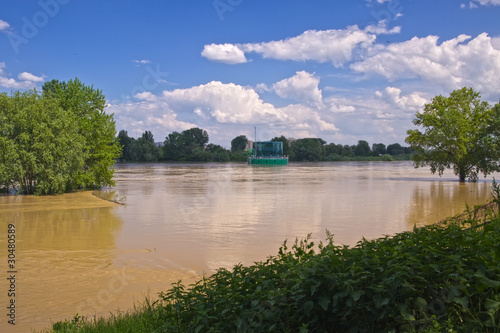 Flooded Vistula river, Warsaw, Poland