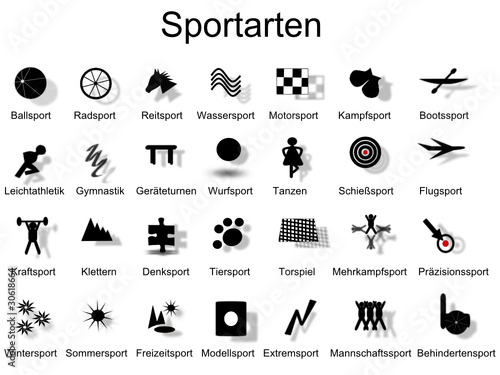 Sportarten - Icons mit Schatten
