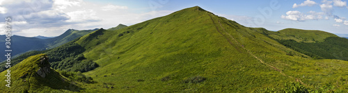 Panoramic green mountain Bieszczady