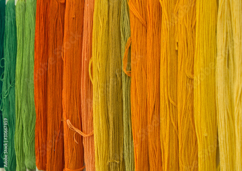 Colored threads for stitching, knitting, hand sewing