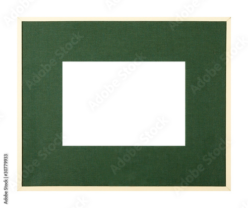 Yellow picture frame with dark green matte