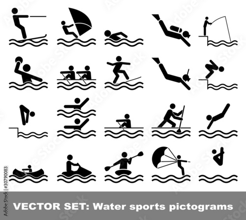 Vector set water sports pictograms