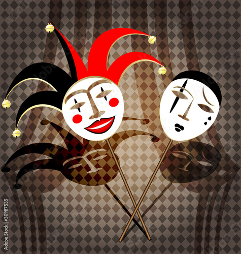 two masks clown
