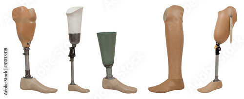 Five prosthetic leg isolated on a white background