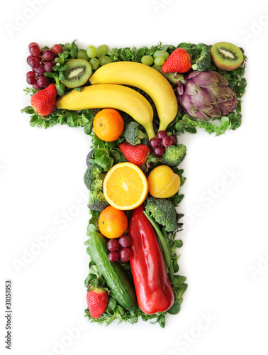 Fruit and vegetable alphabet - letter T