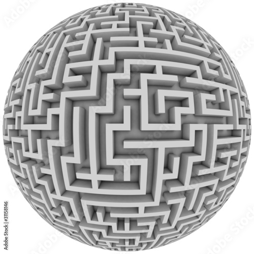 labyrinth planet - endless maze with spherical shape