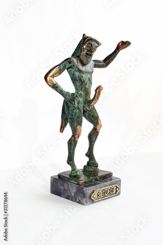 An erotic bronze statue representing a satyr