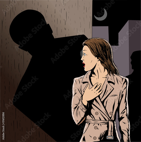 Cartoon of a girl being stalked