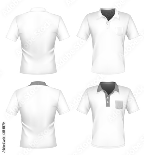 Men's polo shirt design template with pocket (front and back).