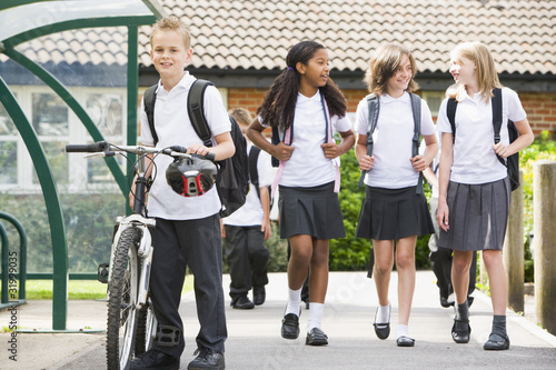 Junior school children leaving school