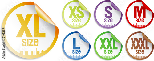 size clothing stickers set