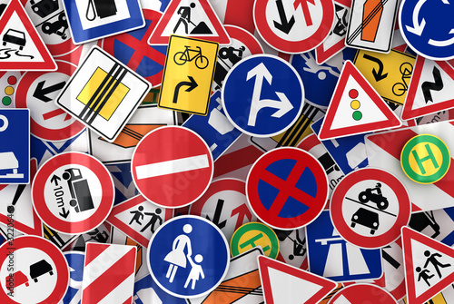European traffic signs mixed together