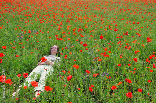 nap in a field of poppies 1