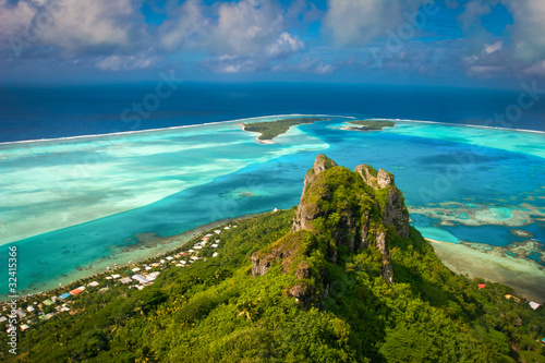 View on the peak mountain, Maupiti, French Polynesia