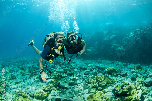 scuba diver on reef