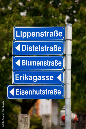 viele verschiedene Straßennamen