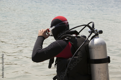preparing to scuba dive