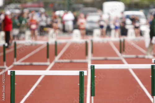 Hurdles on a track