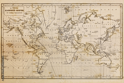 Old hand drawn vintage world map