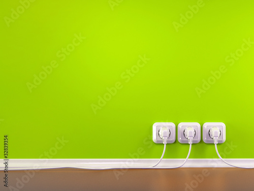 Plugs and Socket. Three-dimensional abstract background