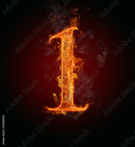 Burning fire number "1"