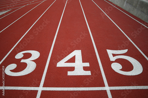 Running track with numbered lanes