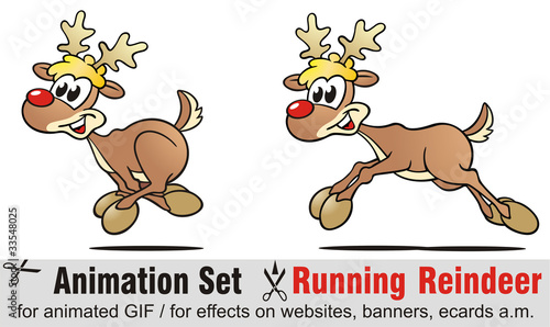 Animation Set Running Reindeer