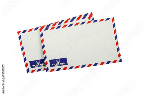 Classic vintage airmail envelopes on white