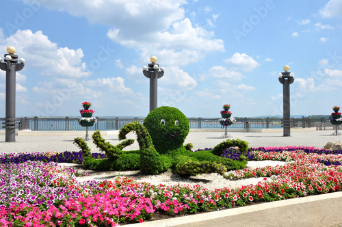 Octopus, floral arrangement on the seafront of Anapa