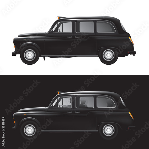 London symbol - black cab - isolated - businessman - bankers