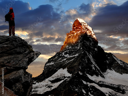 girl looking at the beautiful Mount Matterhorn