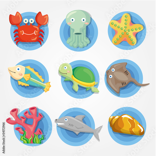 cartoon Aquarium animal icons set ,fish icons