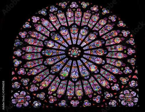 Stained glass window in Notre dame