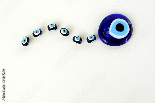 blue beads against the evil eye