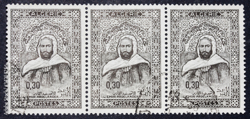 Three Algerian stamps depicting Emir Abdel Kader