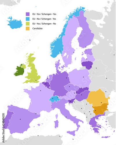 Boundary of Schengen Area, Europe