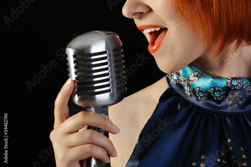 Retro redhead female singer