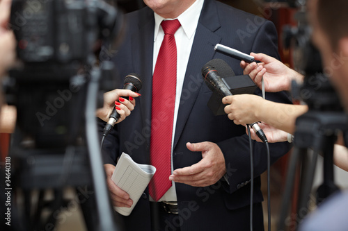 business meeting conference journalism microphones