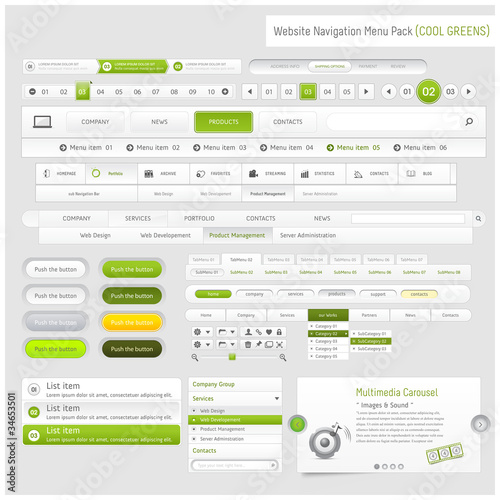 Web design navigation menu pack (green)