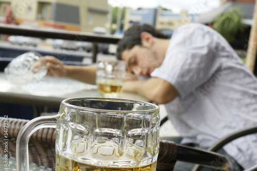 Drunk young man shallow DOF